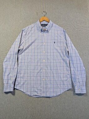 Ralph Lauren Slim Fit Plaid Shirt Men's XL Blue White